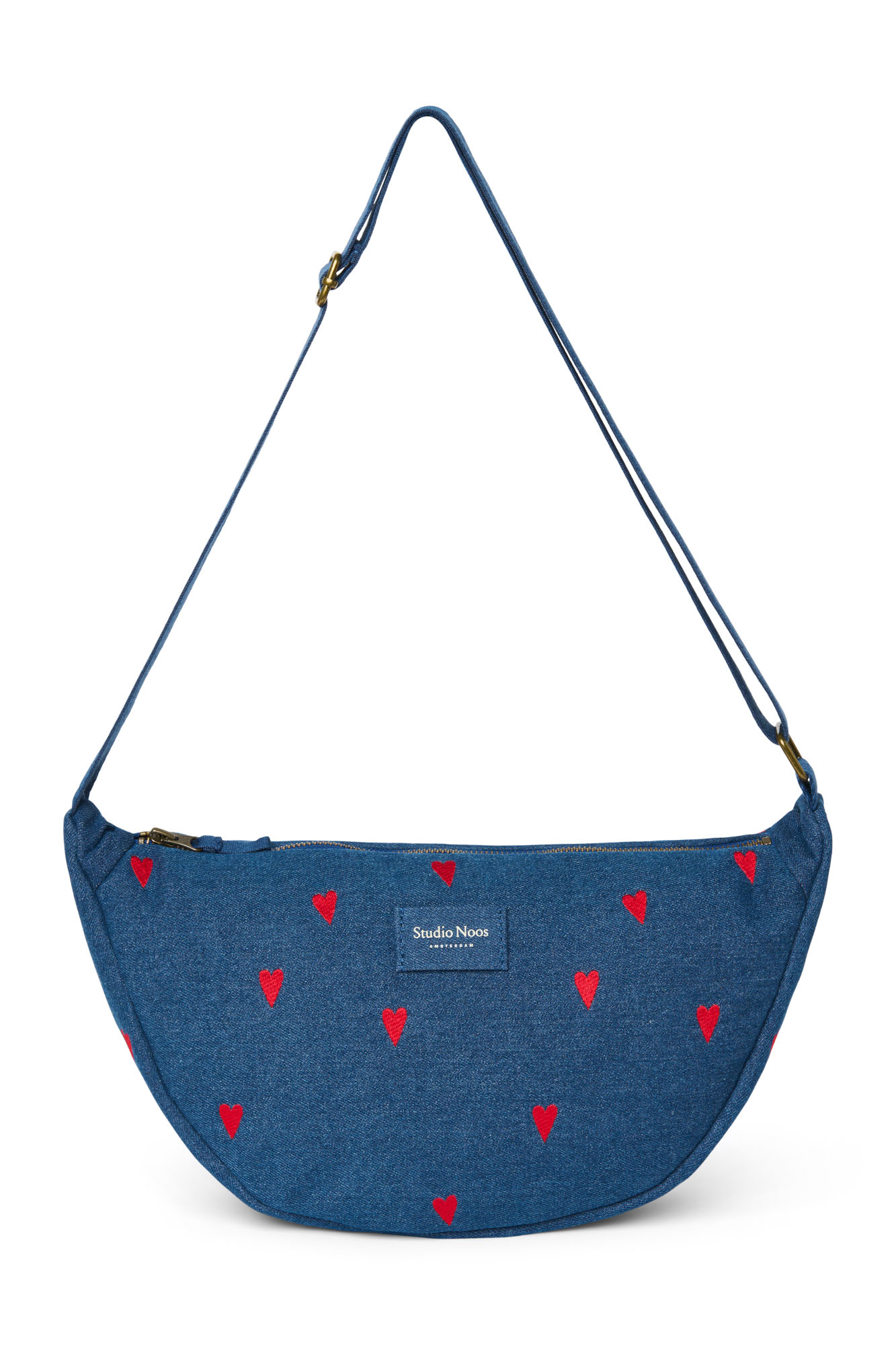 Studio Noos Denim Adult Fanny Pack Dark Blue Red Hearts