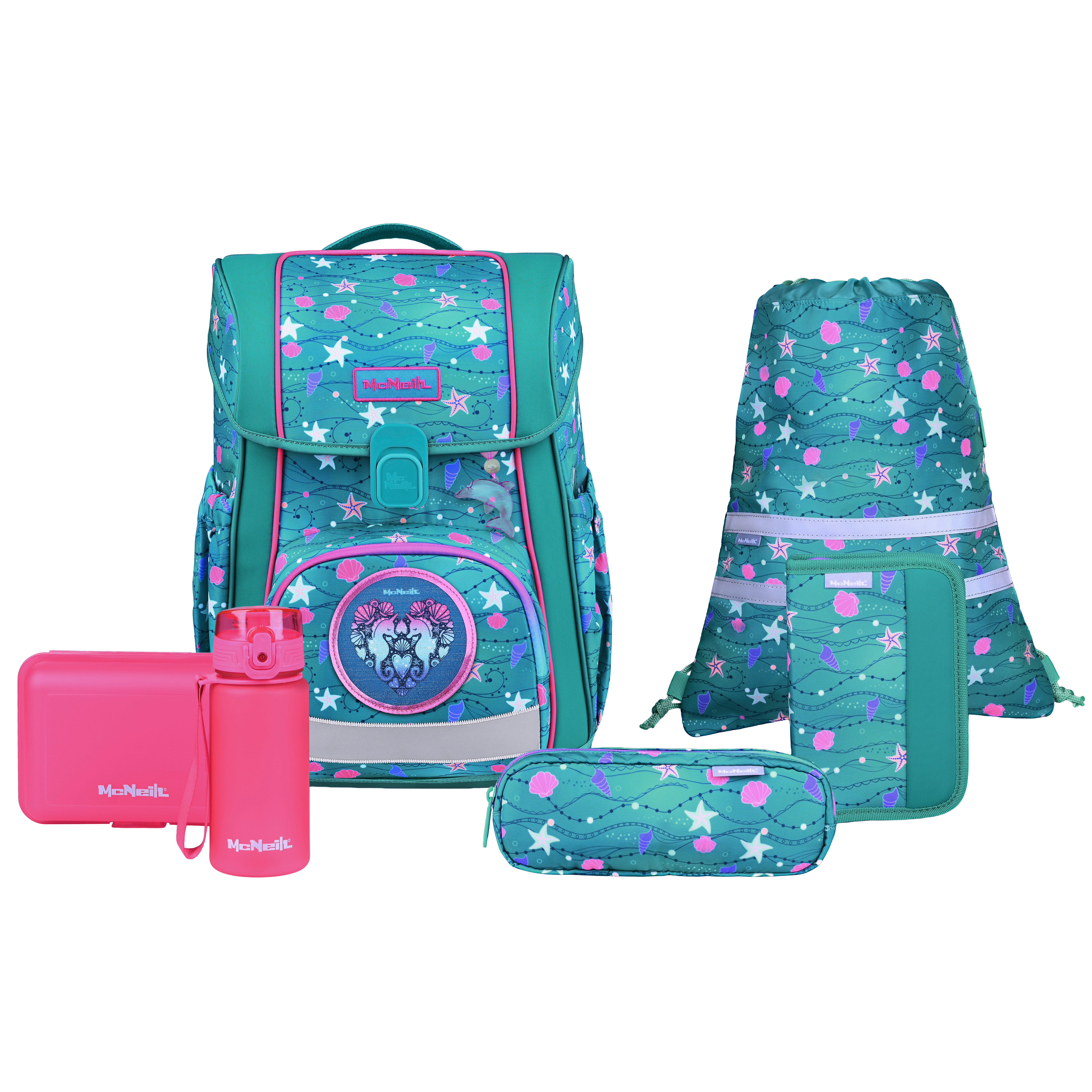 McNeill Schulranzen-Set Bravo Seafish 9-teilig
