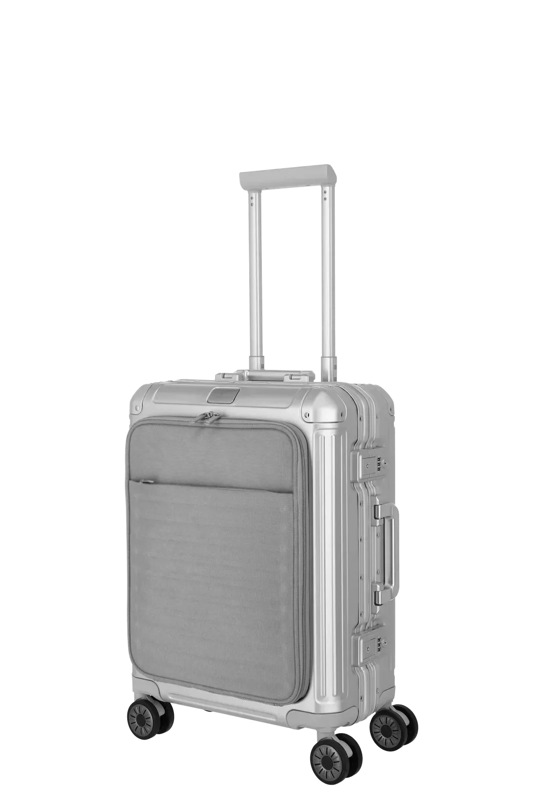Travelite Next Aluminium Trolley 55cm + Vortasche silber 