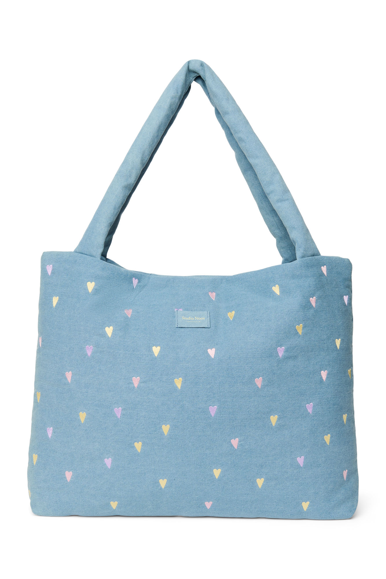 Studio Noos Denim Mom Bag Light Blue Hearts
