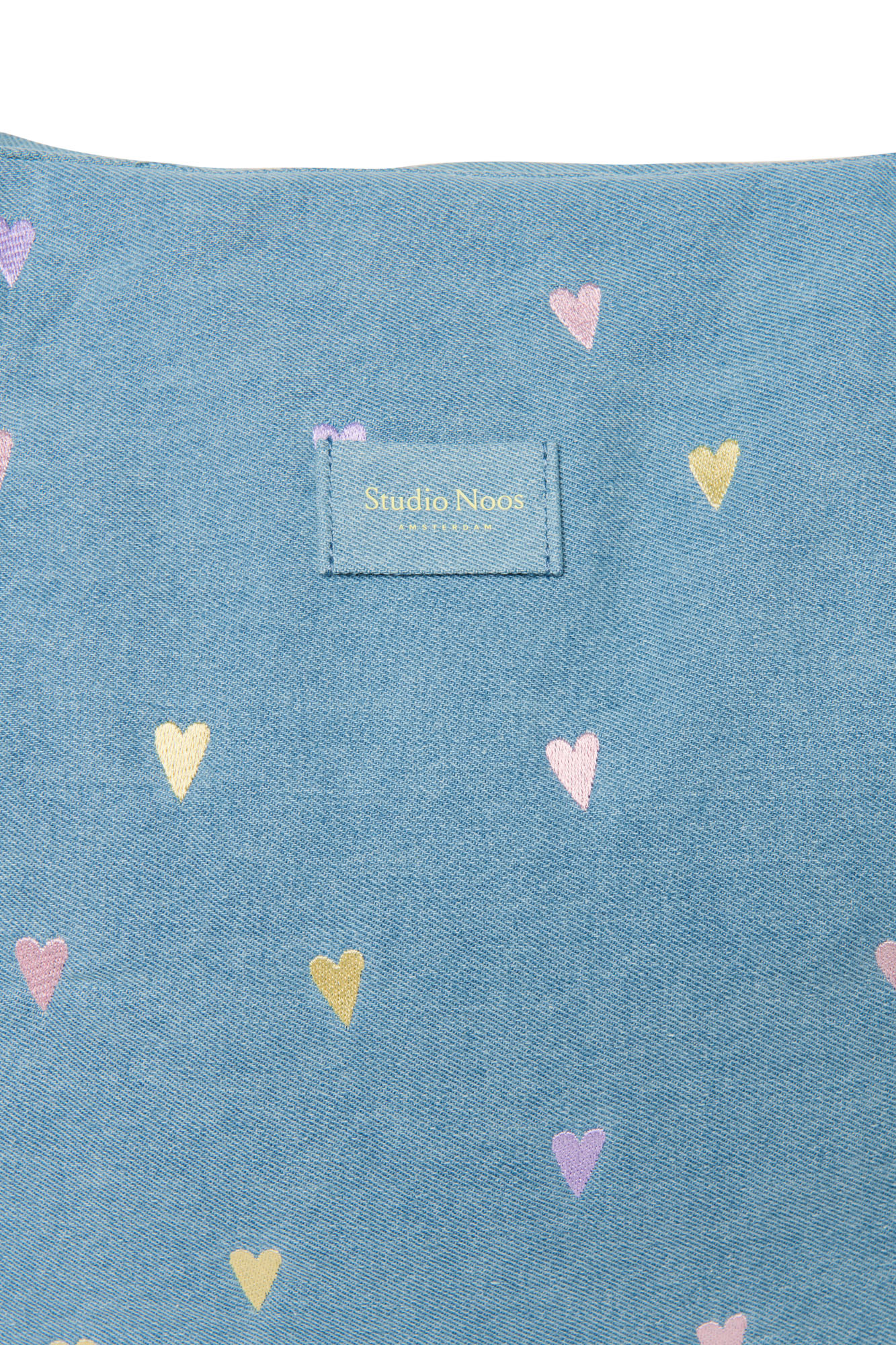 Studio Noos Denim Mom Bag Light Blue Hearts