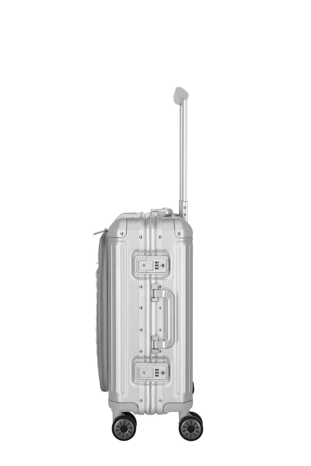 Travelite Next Aluminium Trolley 55cm + Vortasche silber 