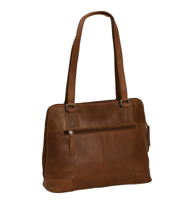 Chesterfield Leder Umhängetasche Manon cognac