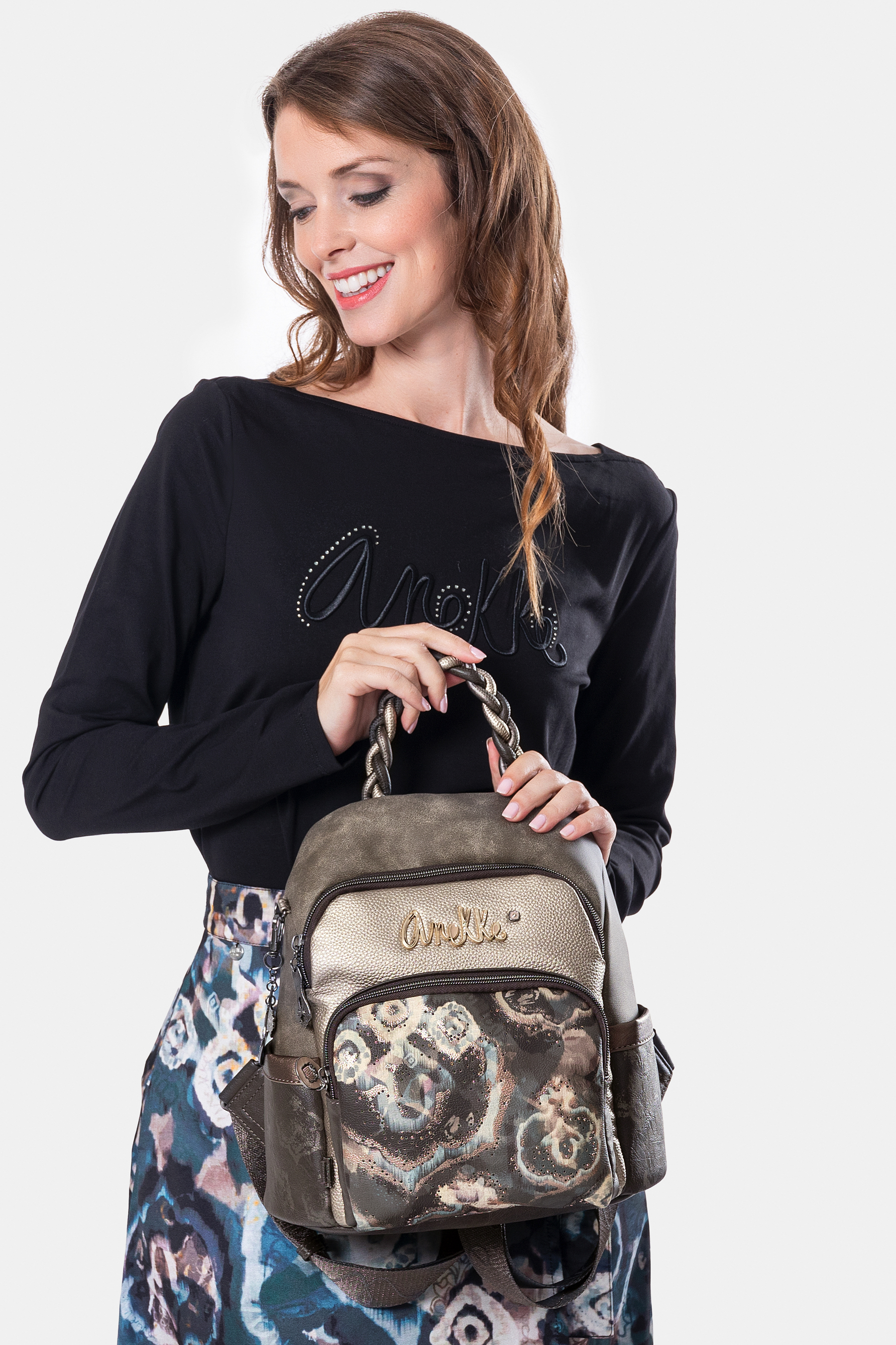 Anekke Rucksack geflochtener Griff Manifesto