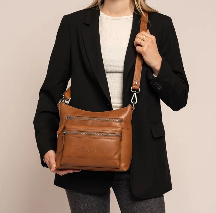 Chesterfield Leder Umhängetasche Ronda cognac 