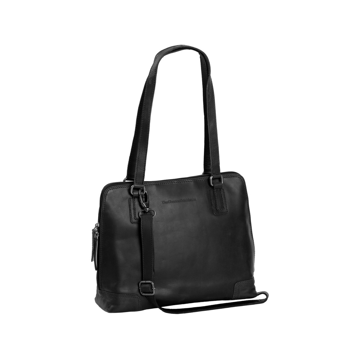 Chesterfield Leder Umhängetasche Manon schwarz