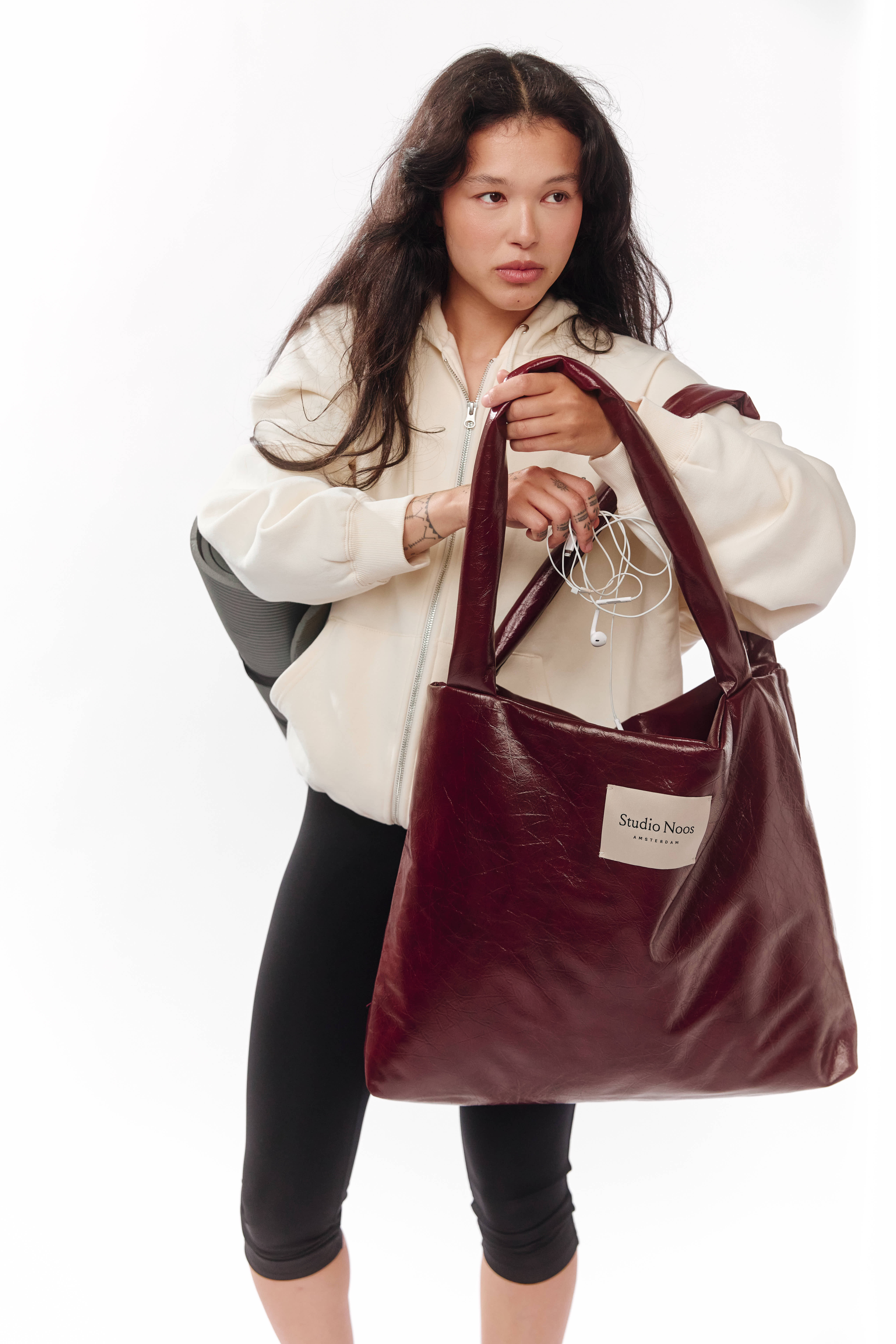Studio Noos Vegan Leather Mom Bag Burgundy