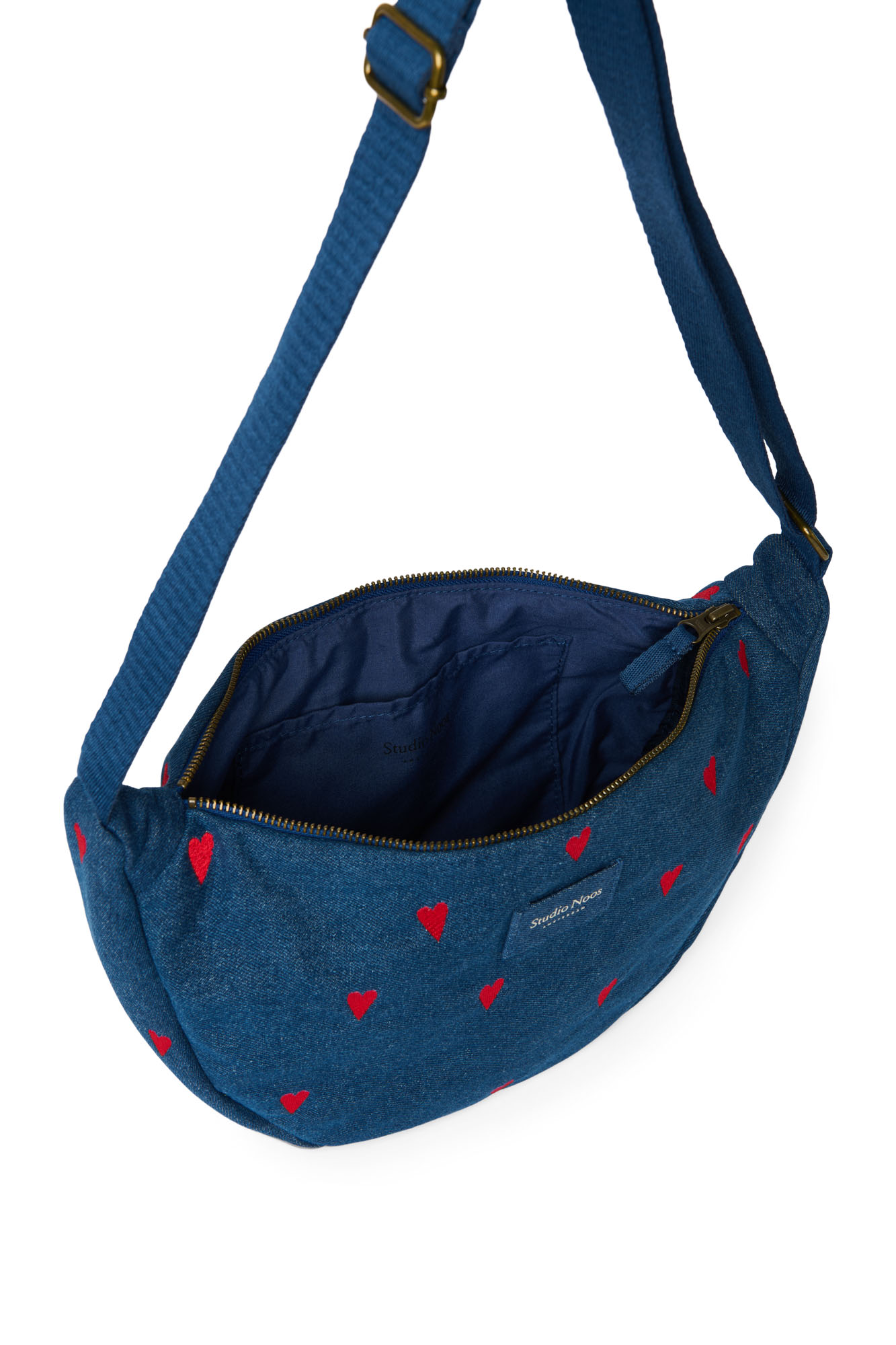 Studio Noos Denim Adult Fanny Pack Dark Blue Red Hearts