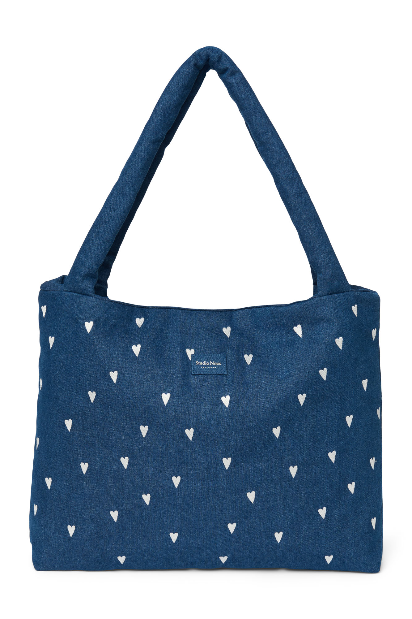 Studio Noos Denim Mom Bag Dark Blue White Hearts