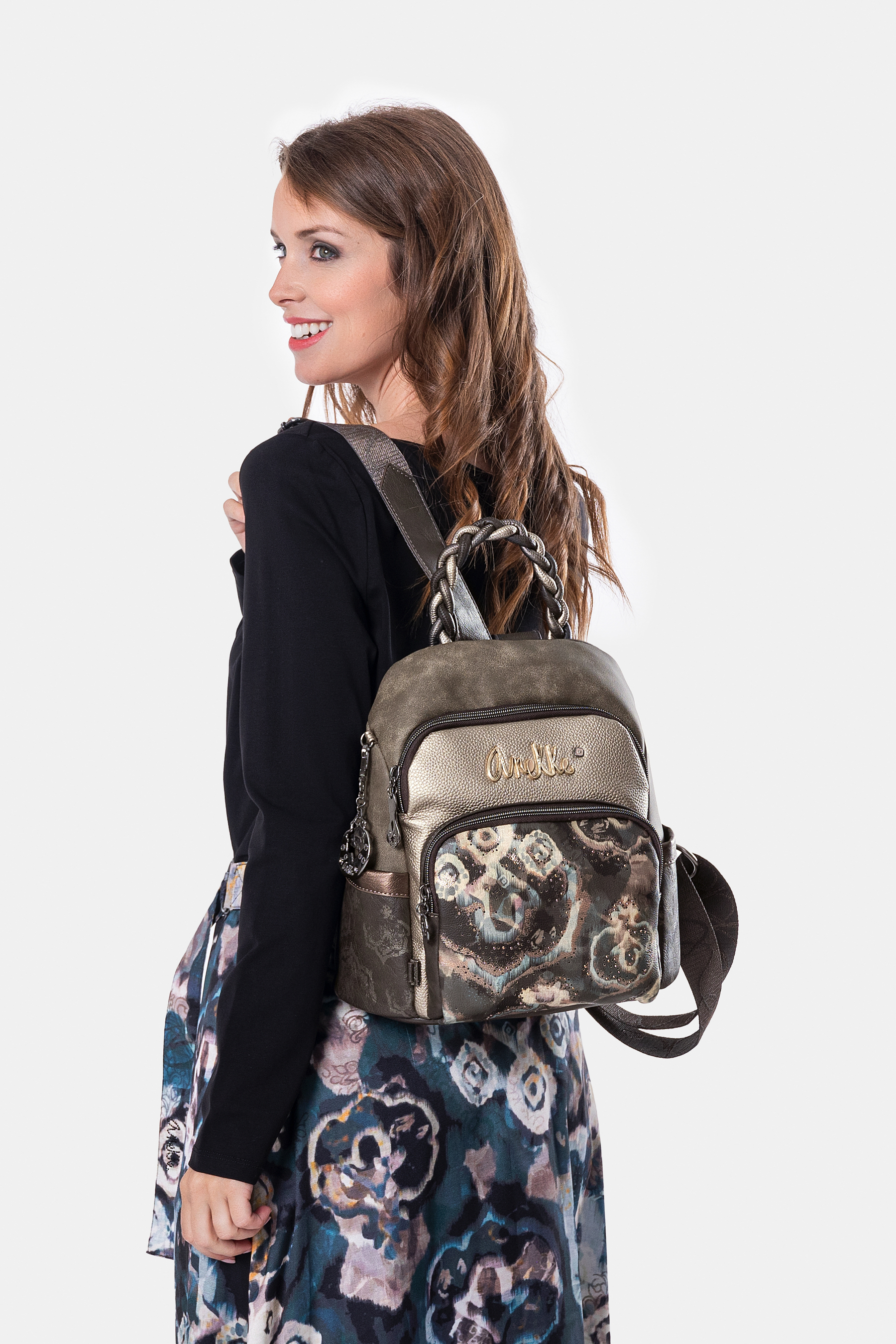 Anekke Rucksack geflochtener Griff Manifesto