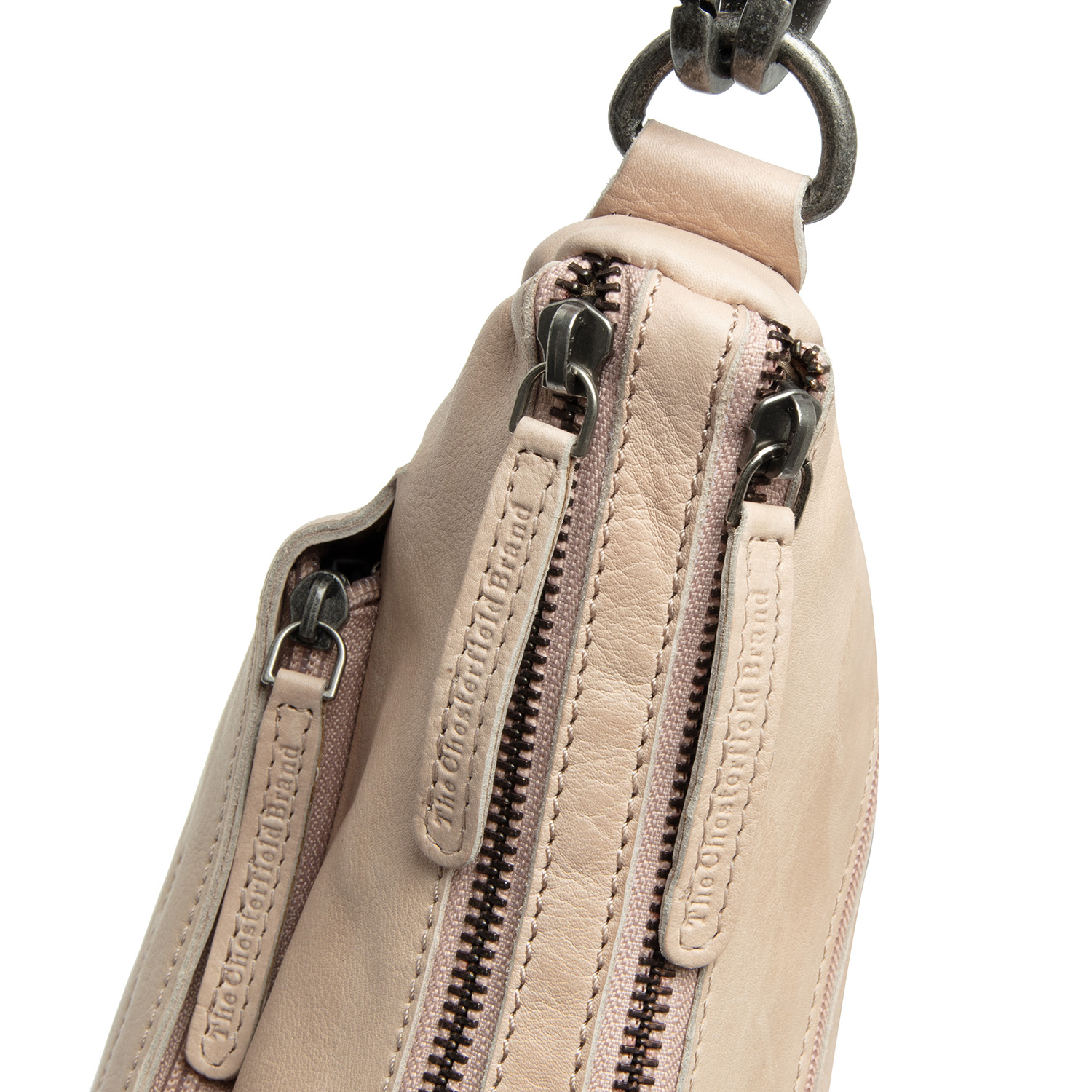 Chesterfield Leder Umhängetasche Caroline beige