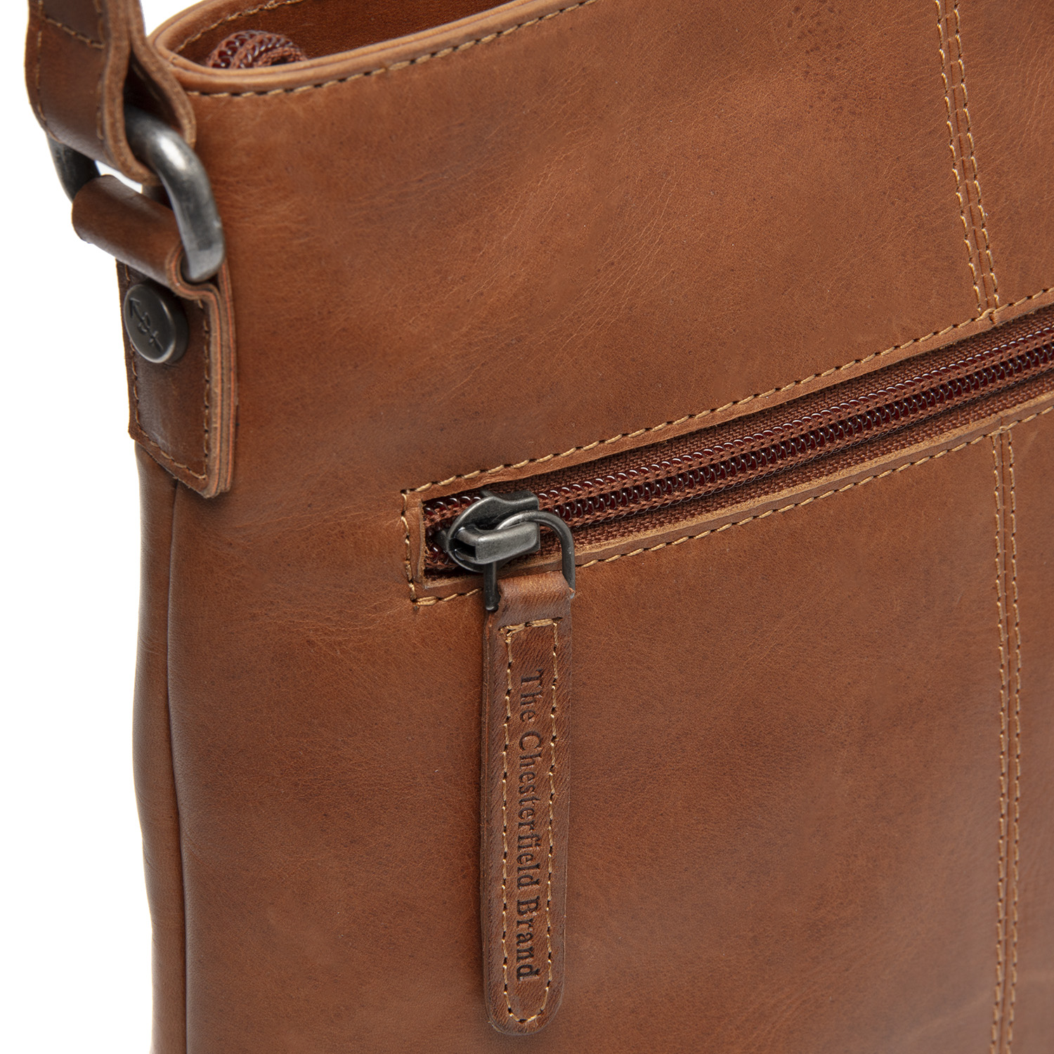 Chesterfield Leder Umhängetasche Navene cognac