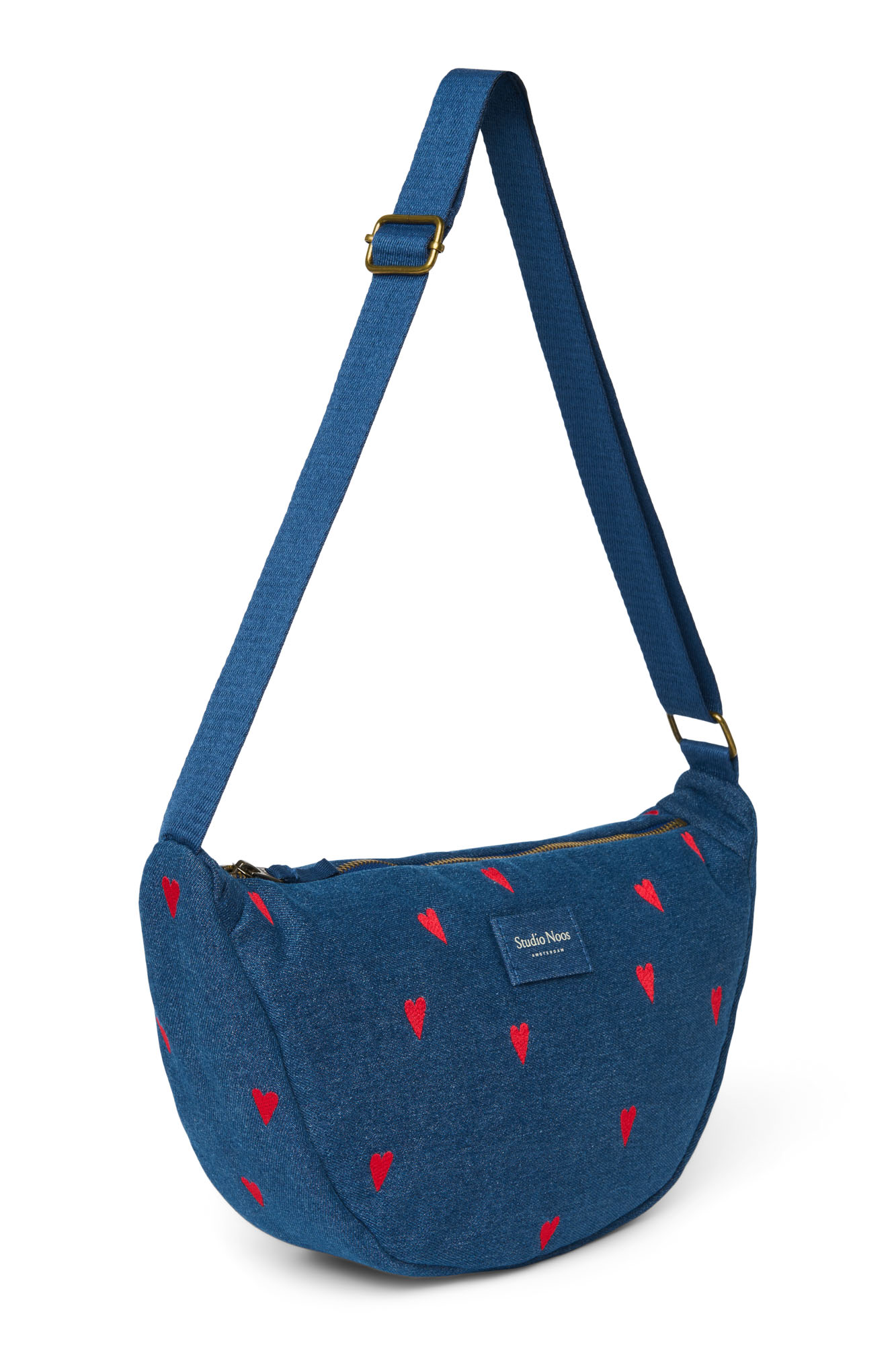 Studio Noos Denim Adult Fanny Pack Dark Blue Red Hearts