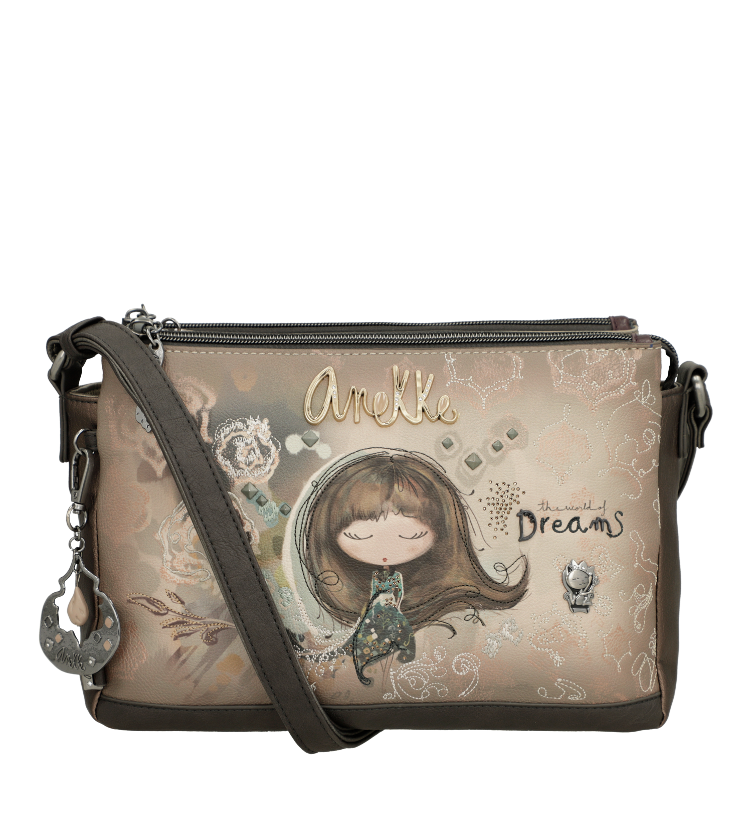 Anekke Umhängetasche gemustert mit 3 Fächern Real