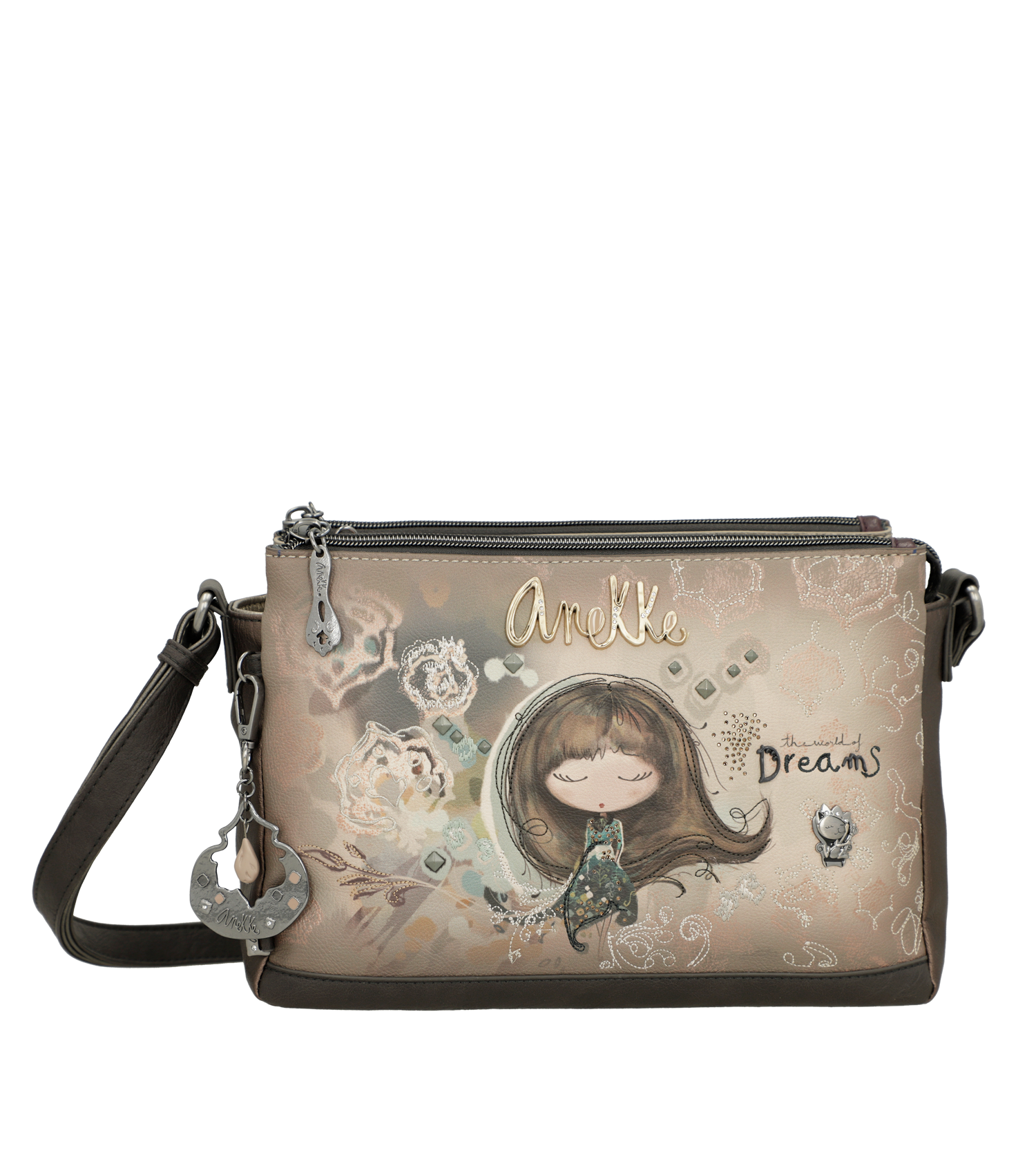 Anekke Umhängetasche gemustert mit 3 Fächern Real