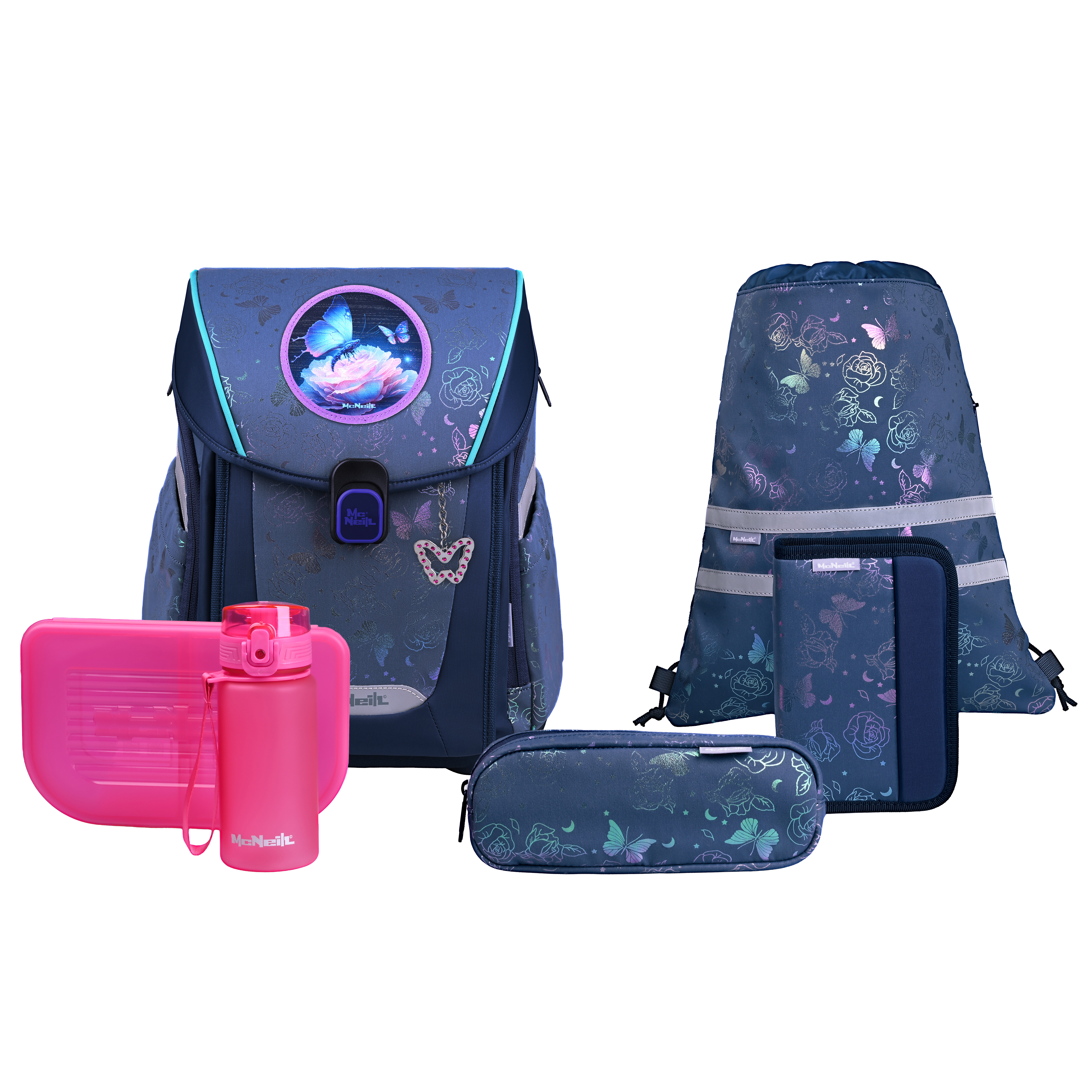 McNeill Schulranzen-Set Primo Roses 9-teilig 