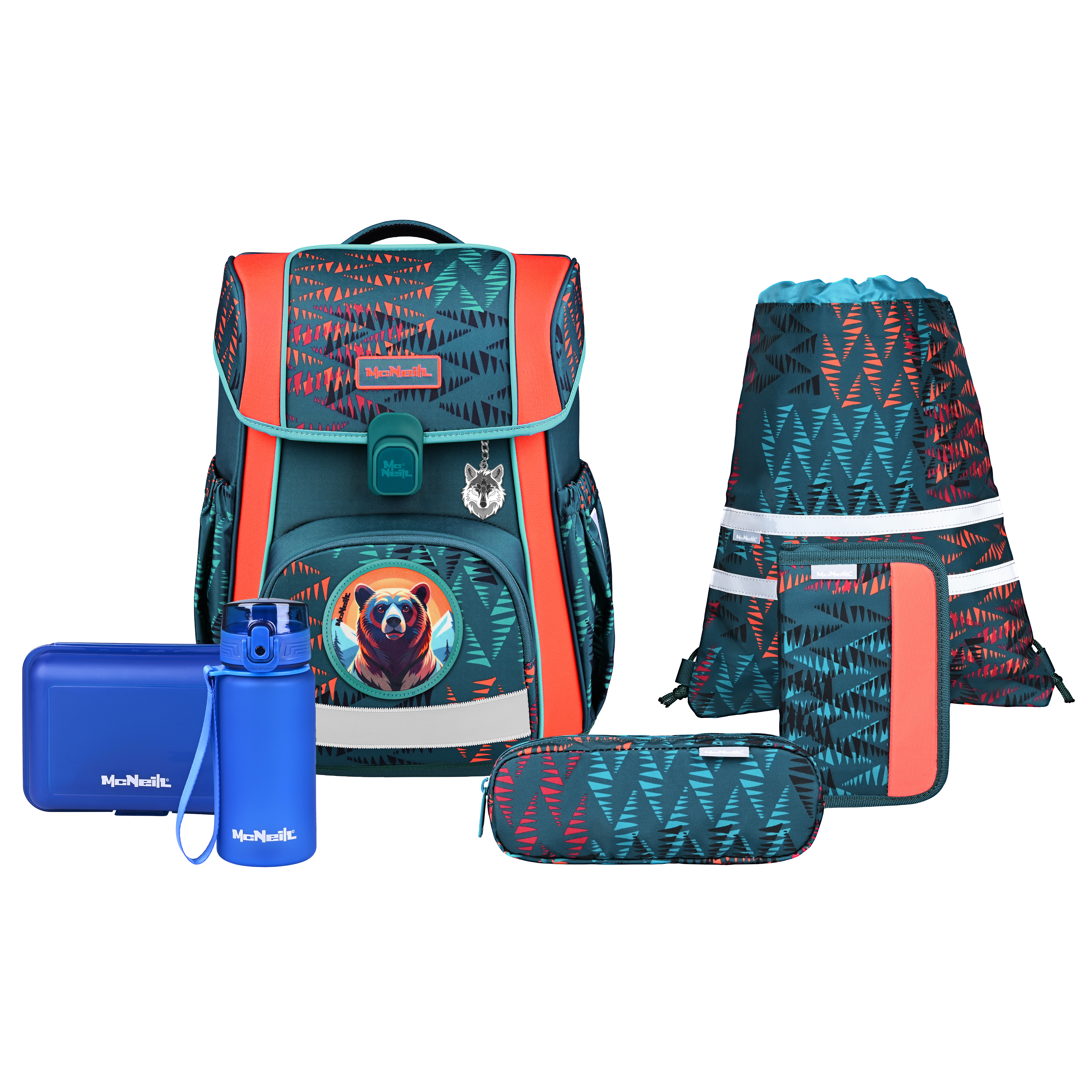 McNeill Schulranzen-Set Bravo Bear 9-teilig