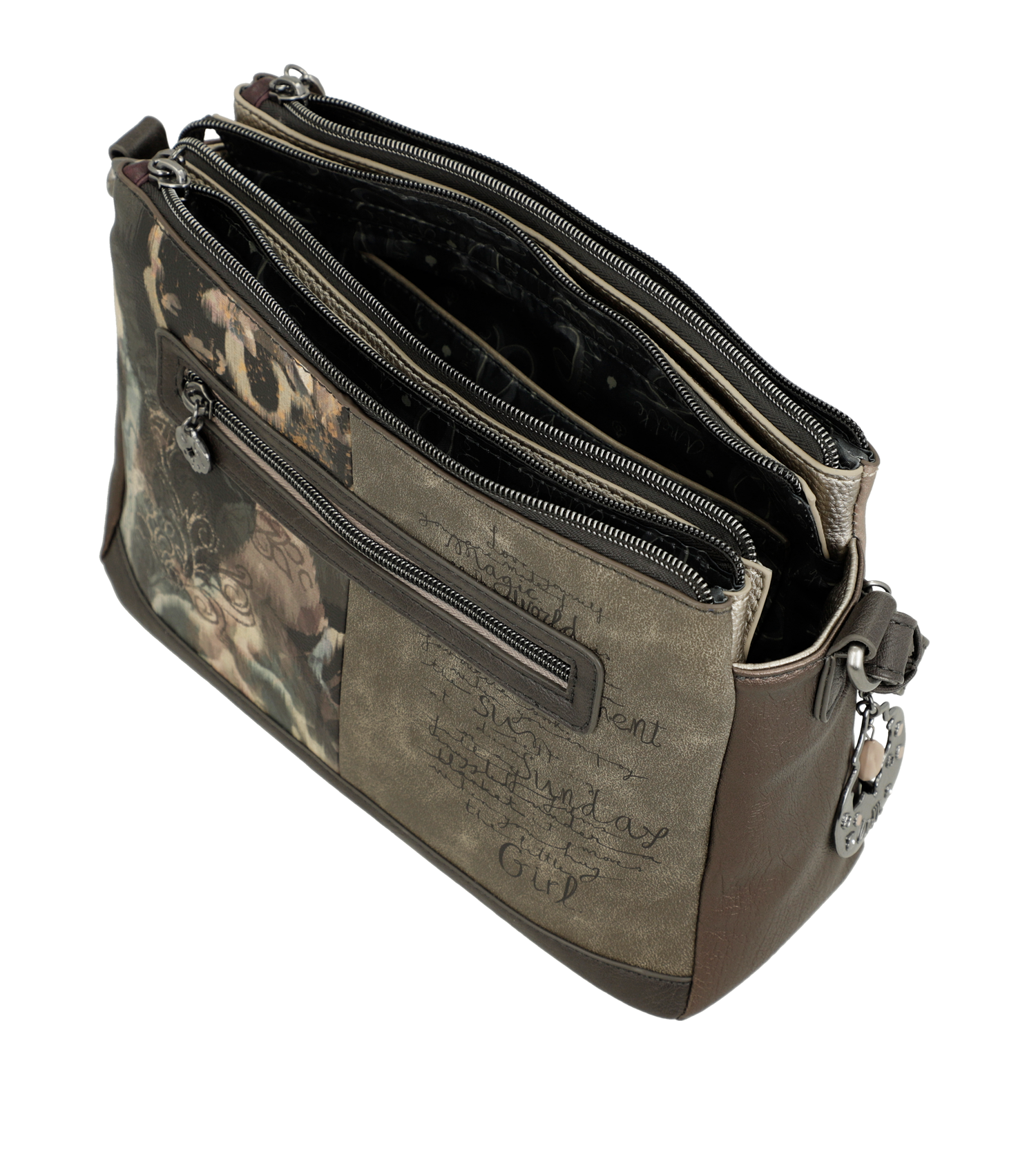 Anekke Umhängetasche gemustert mit 3 Fächern Real