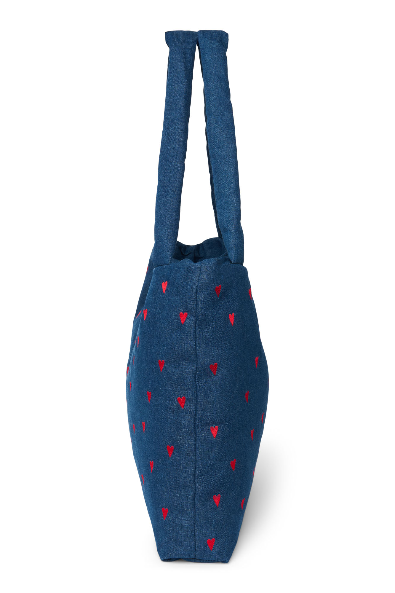 Studio Noos Denim Mom Bag Dark Blue Red Hearts