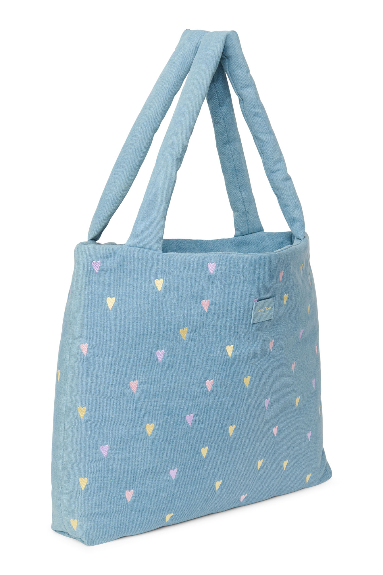Studio Noos Denim Mom Bag Light Blue Hearts