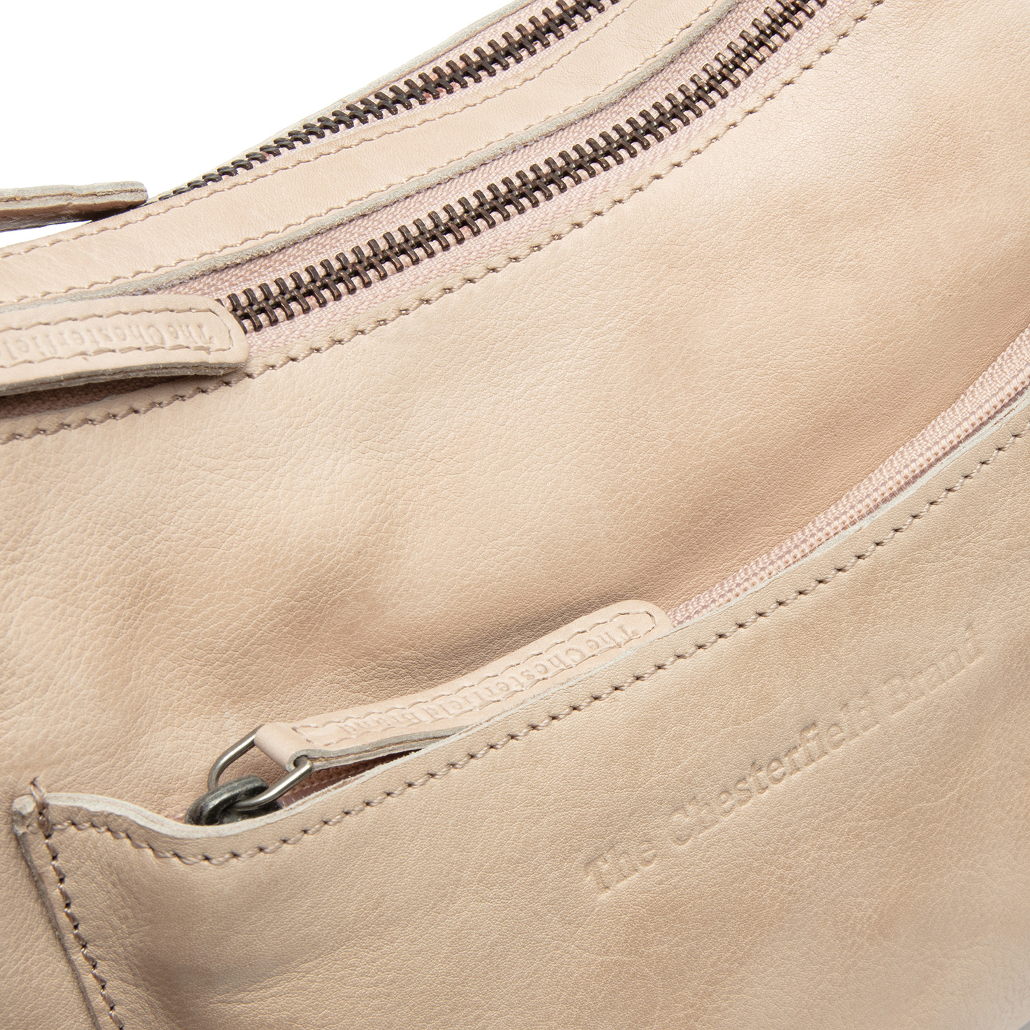 Chesterfield Leder Umhängetasche Caroline beige