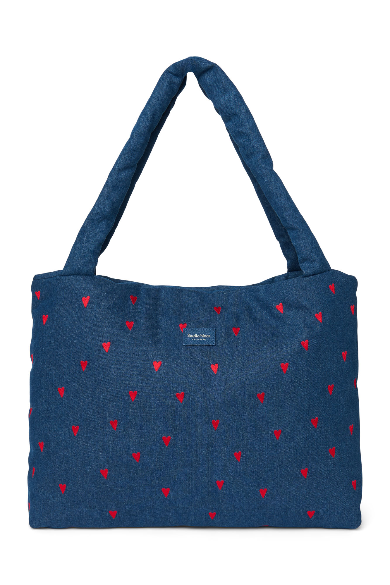 Studio Noos Denim Mom Bag Dark Blue Red Hearts
