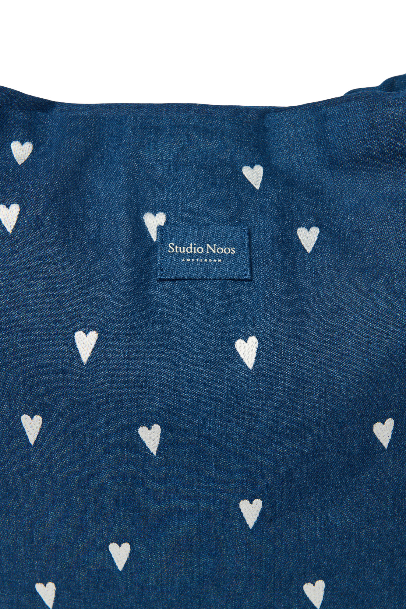 Studio Noos Denim Mom Bag Dark Blue White Hearts