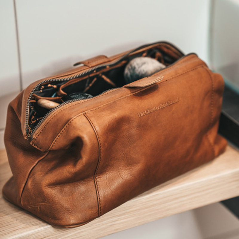 Chesterfield Leder Kulturtasche Vince cognac