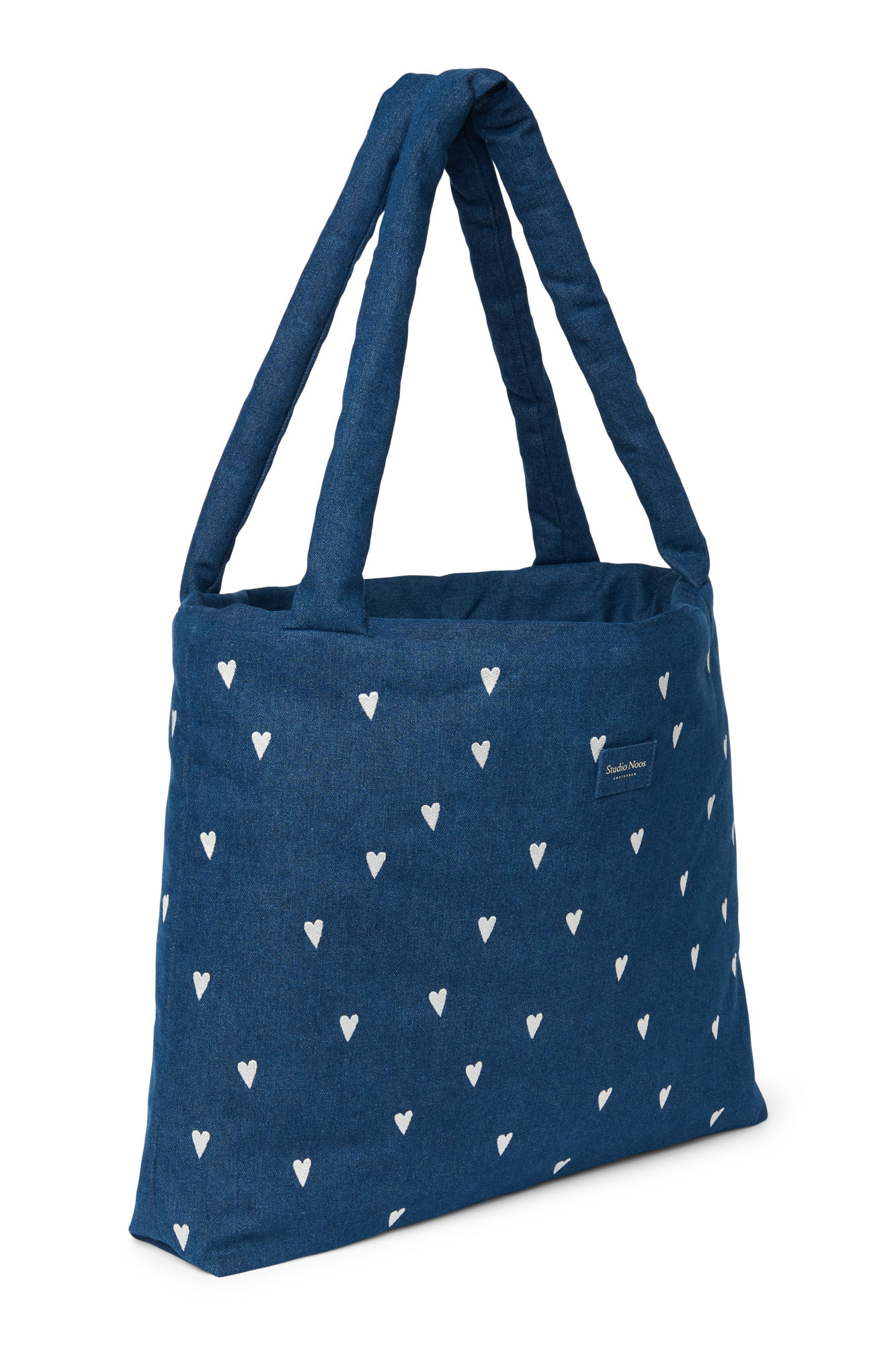 Studio Noos Denim Mom Bag Dark Blue White Hearts