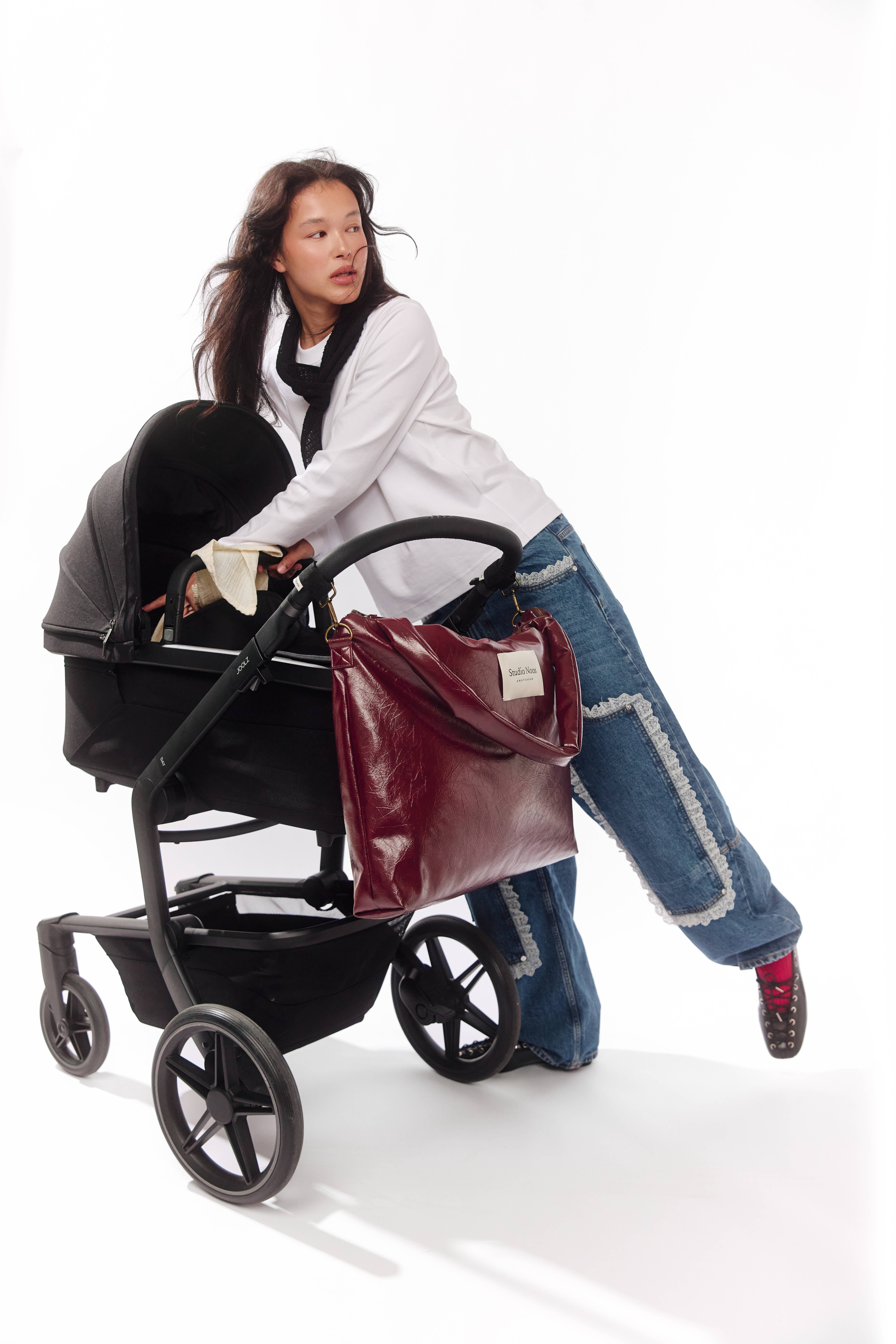 Studio Noos Vegan Leather Mom Bag Burgundy