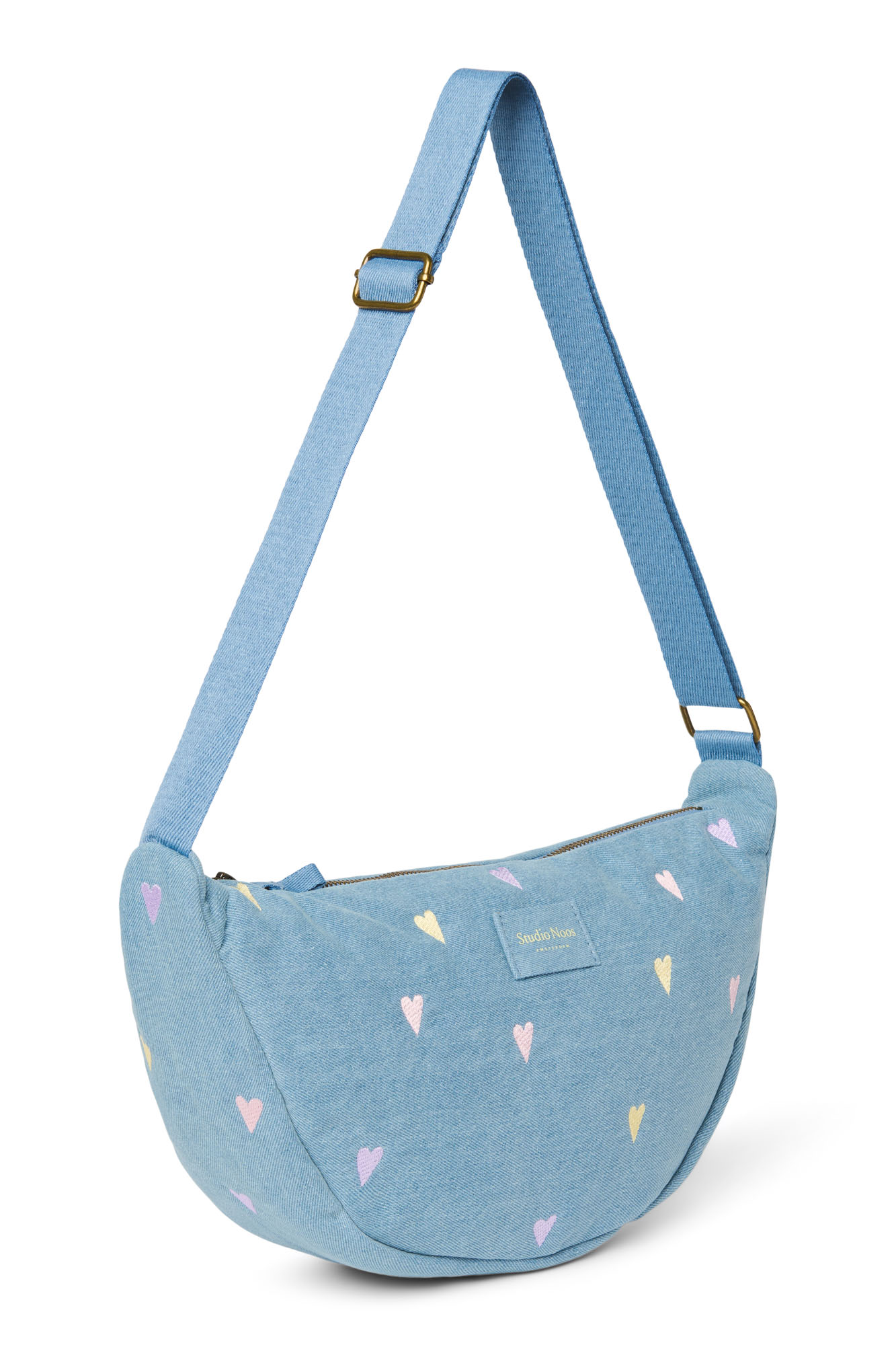 Studio Noos Denim Adult Fanny Pack Light Blue Hearts