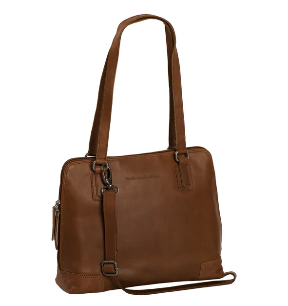 Chesterfield Leder Umhängetasche Manon cognac