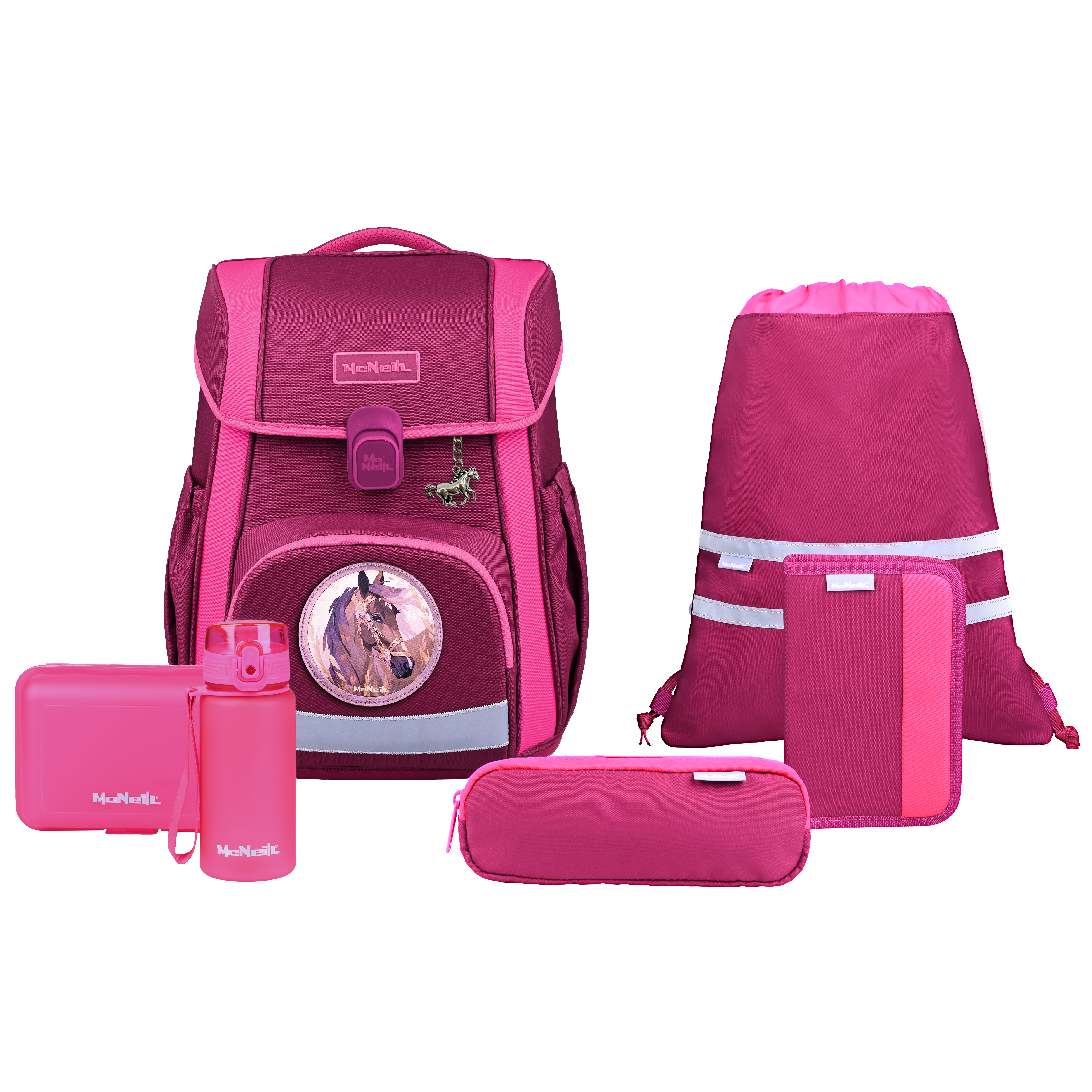 McNeill Schulranzen-Set Bravo Berry 9-teilig 