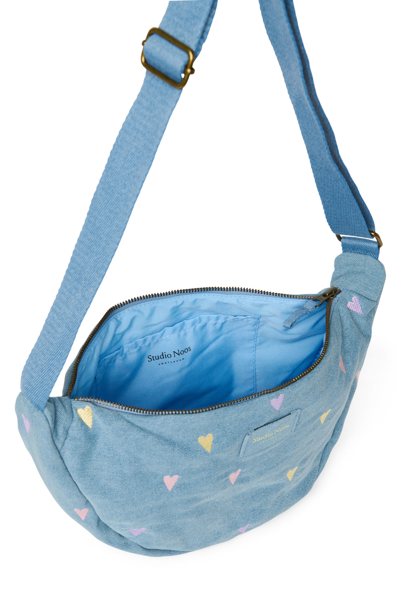 Studio Noos Denim Adult Fanny Pack Light Blue Hearts