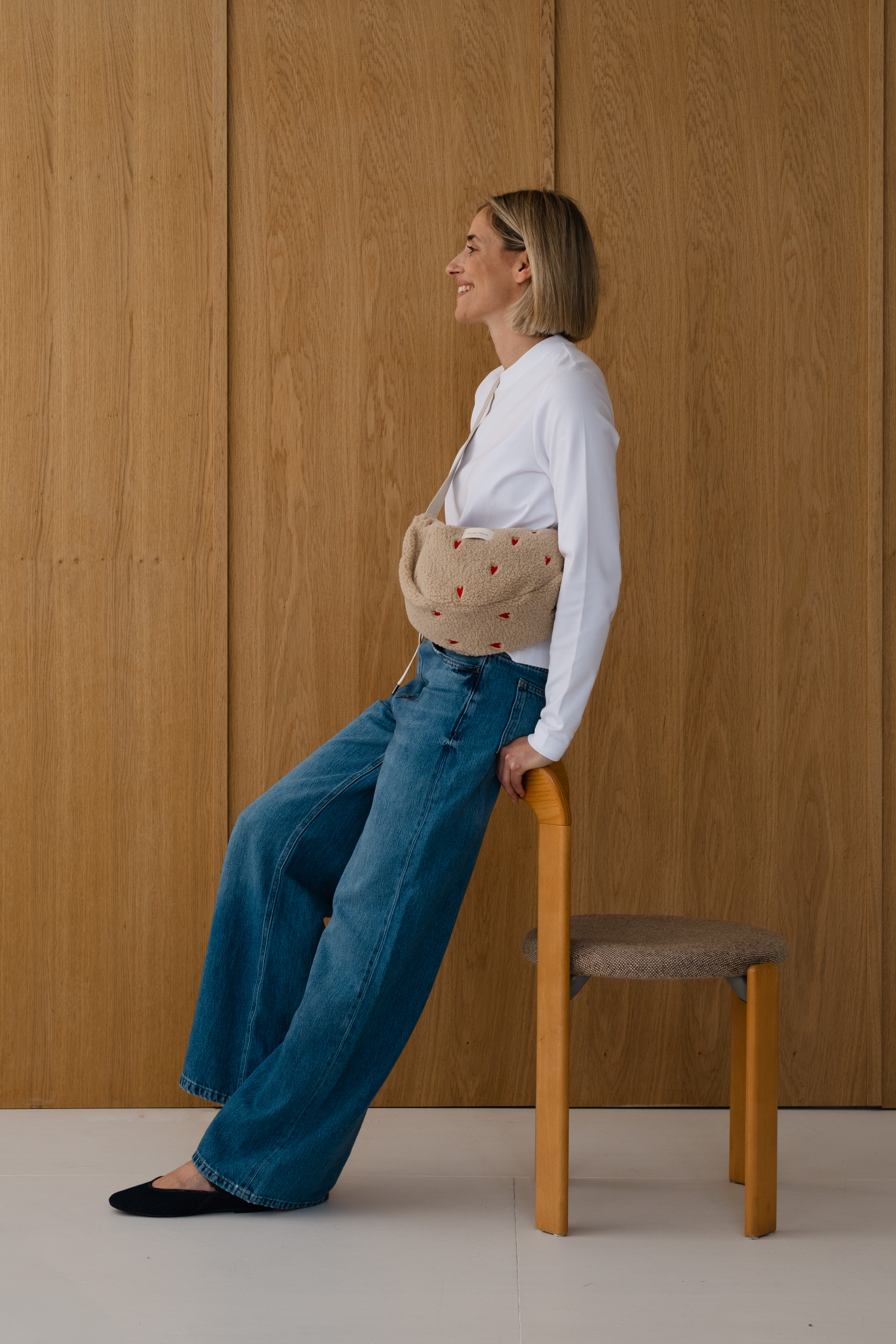 Studio Noos Teddy Adult Fanny Pack Ecru Hearts